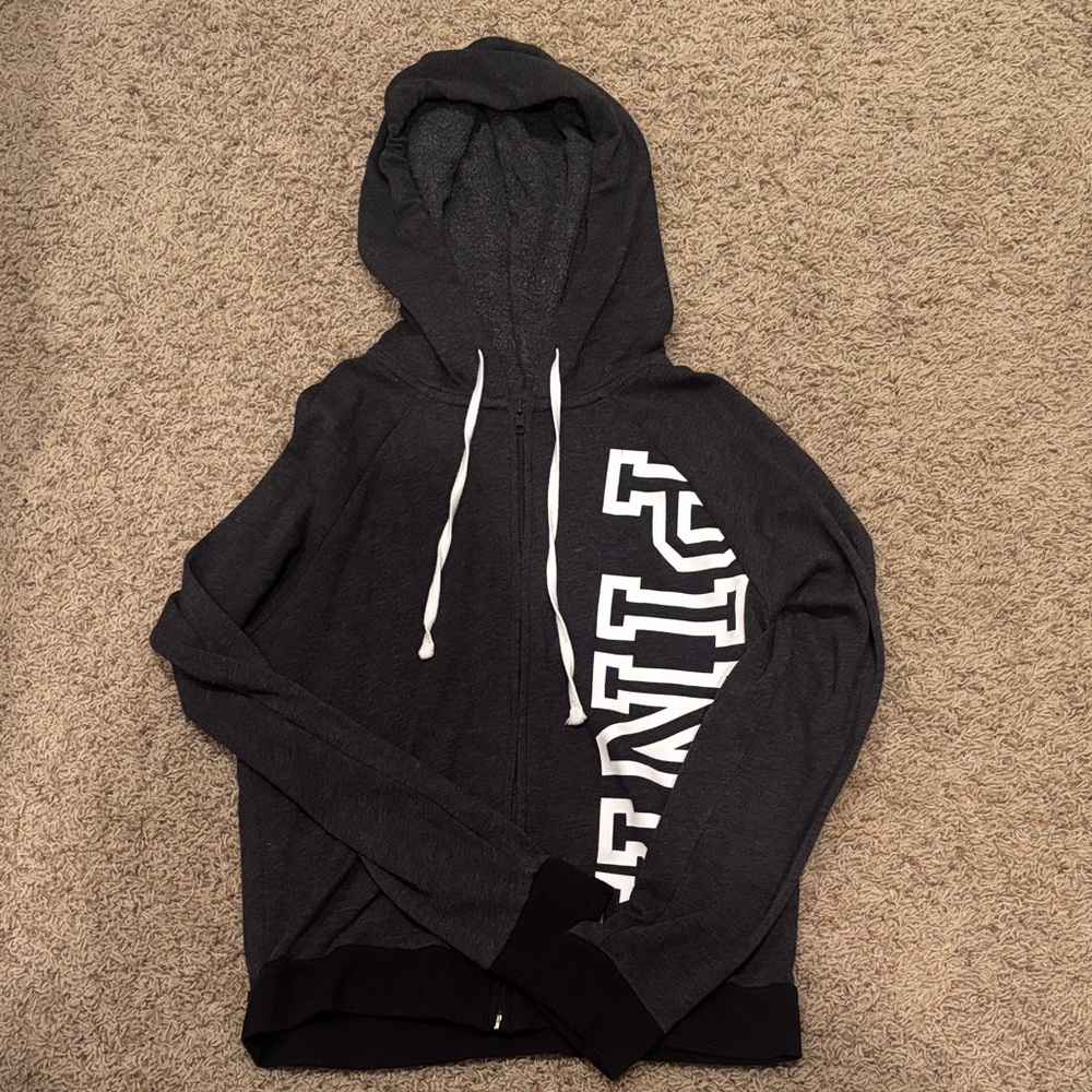 PINK Victoria's Secret Charcoal Zip-Up Sweater